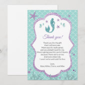 Pourpre Teal de carte de remerciements de baby (Devant / Derrière)