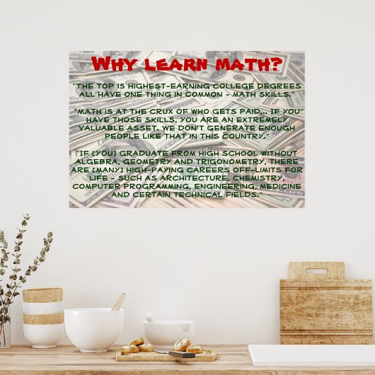 "Pourquoi apprendre les mathématiques ?" Affiche (Cuisine)