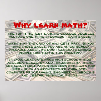 "Pourquoi apprendre les mathématiques ?" Affiche