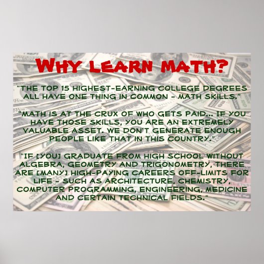 "Pourquoi apprendre les mathématiques ?" Affiche (Devant)