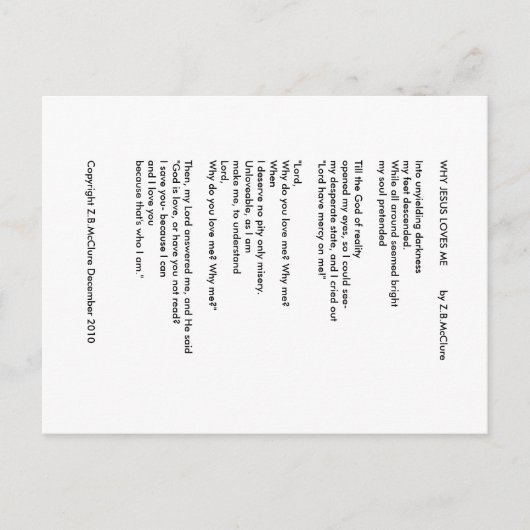 POURQUOI JÉSUS M'AIME - Carte postale (Devant)