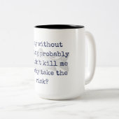 "pourquoi prenez le risque ?" tasse de pêche (Devant droit)