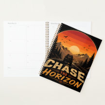 Poursuivez l'Horizon Vintage Retro Coucher de Sole