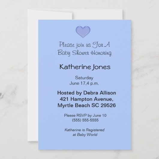 Poussette bébé garçon douche Invitation (Dos)