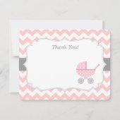 Poussette Chevron Rose Blanc Merci Cartes Note (Devant)