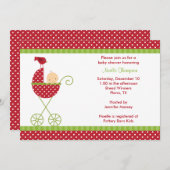 Poussette de Noël Douche bébé Invitations (Devant / Derrière)