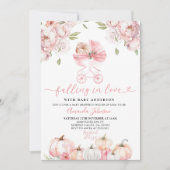 Poussette rose Baby shower d'automne Invitation (Devant)