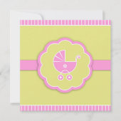 Poussette rose Baby shower plat Invitation (Devant)