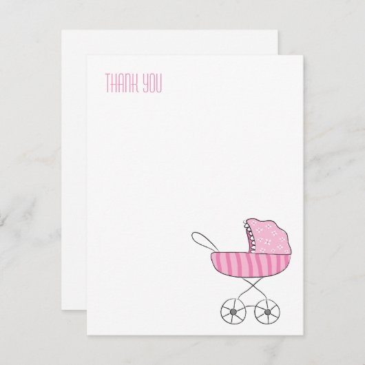 Poussette rose pour bébé | Cartes de notes de reme (Devant / Derrière)
