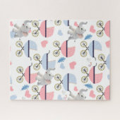Poussette Stork Rose & Bleu Éléphant Puzzles (Horizontal)