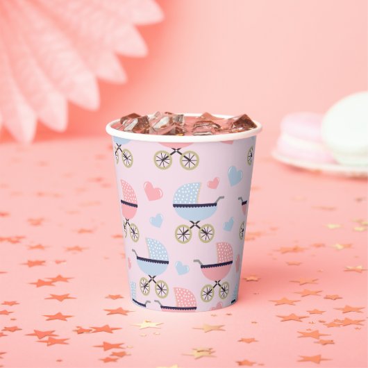 Poussettes Bébé Rose/Bleu Gobelets en Papier Rose (Insitu)