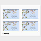 Poussettes et fleurs mignonnes oiseaux Étiquettes  (Feuille)