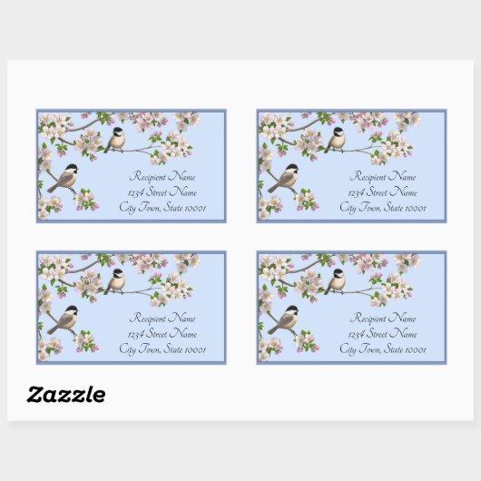 Poussettes et fleurs mignonnes oiseaux Étiquettes  (Feuille)