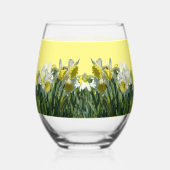 Poussière De Daffodiles Jaunes Blancs. Verre à vin (Verso)