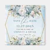 Poussière de Luxe Bleu Pailleté Or Magnet de Date  (Devant)