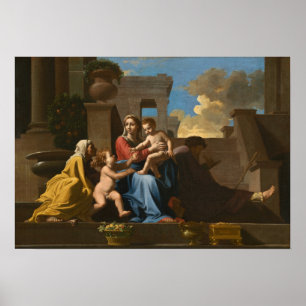 Poussin - De Heilige Familie Op De Trap Poster