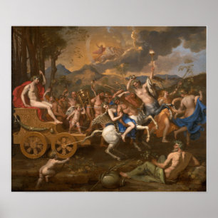 Poussin - de triomf van Bacchus Poster