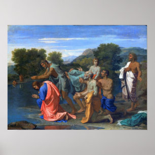 Poussin - Doop van Christus Poster