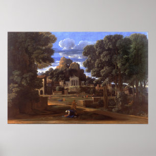 Poussin - landschap met de as van de foton poster