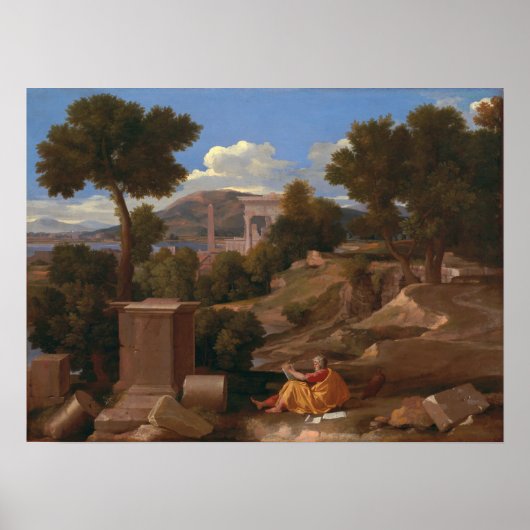 Poussin - Landschap met Sint-John Poster (Voorkant)
