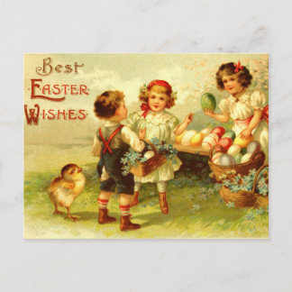 Poussins antiques d'enfants de carte postale de