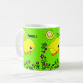 Poussins Jaunes Vert Mug Floral (Devant gauche)