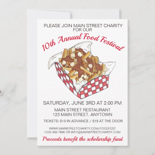 Poutine Quebec Canada Canadian Food Festival Party Kaart (Voorkant)