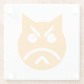 Pouting Emoji Cat Glazen Onderzetter (Achterkant)