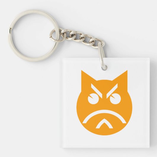 Pouting Emoji Cat Sleutelhanger (Voorkant)