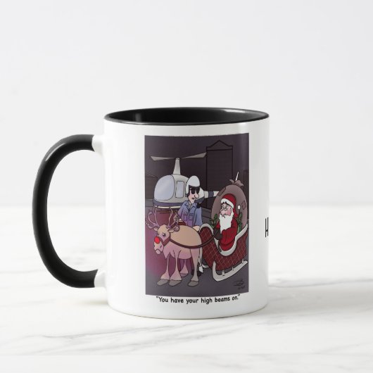 Poutres hautes Père Noël Mug avec texte (Gauche)