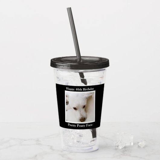 Pouty Face Cute Dog 40th Birthday Black Acryl Drinkbeker (Voorkant ijs)