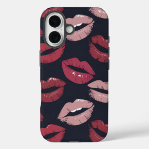 Pouty Lipstick Kiss Pattern iPhone 16 Hoesje