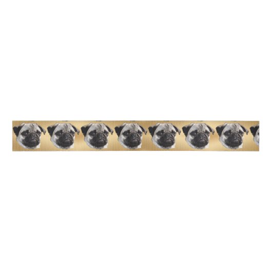 Pouty Pug Grosgrain Lint (Voorkant)