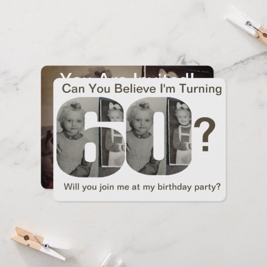Pouvez-vous croire que j'ai 60 ans ? Invitation ph (Devant/Arrière en situation)