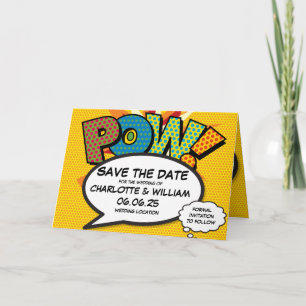 POW Bewaar de Datum Pret Retro Strip Pop Art Aankondiging