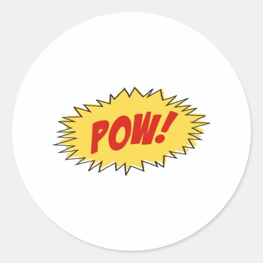Pow Cartoon Ronde Sticker (Voorkant)