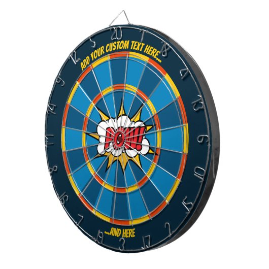 Pow Comic Sound Effect Dartbord met aangepaste tek (Voorkant Rechts)