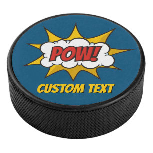 Pow Comic Sound-effect Hockey Puck