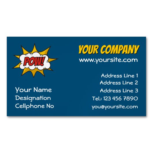 Pow Comic Sound-effect Magnetisch Visitekaartje (Voorkant)