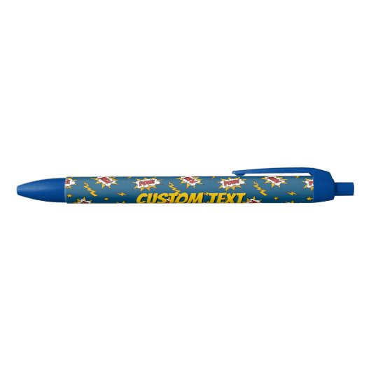 Pow Comic Sound Effect Pattern Blauwe Inkt Pen (Bovenkant)