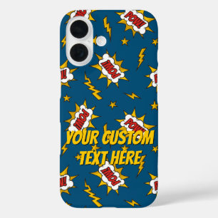 Pow Comic Sound Effect Pattern iPhone 16 Hoesje