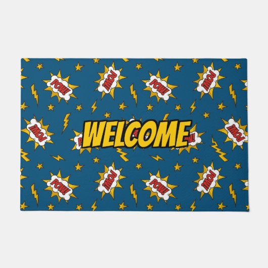 Pow Comic Sound Effect Pattern Deurmat (Voorkant)