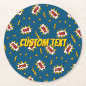 Pow Comic Sound Effect Pattern Ronde Kartonnen Onderzetter (Voorkant)