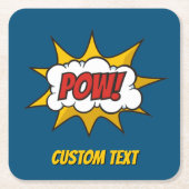 Pow Comic Sound-effect Vierkante Kartonnen Onderzetter (Voorkant)