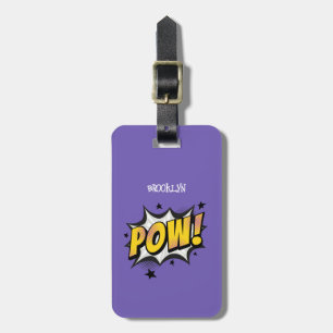 Pow fun pop art stripstijl typografie callout bagagelabel