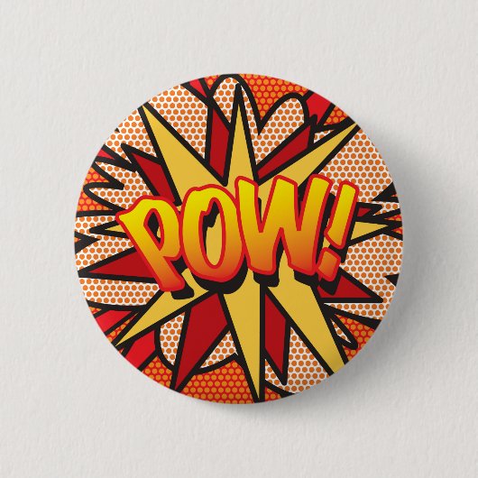 POW Fun Retro Comic Book Pop Art Ronde Button 5,7 Cm (Voorkant)
