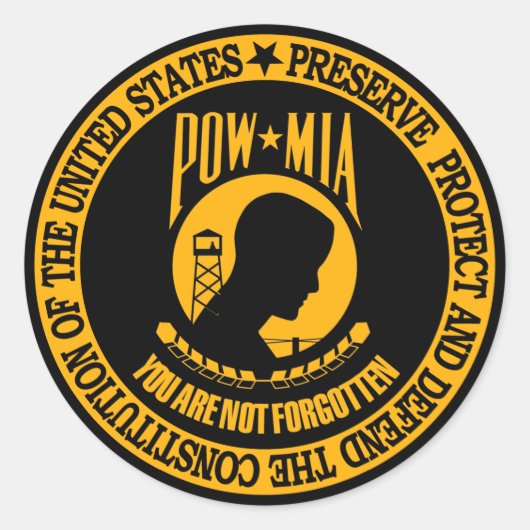 POW-MIA RONDE STICKER (Voorkant)