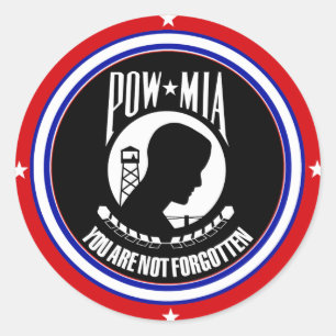POW MIA - ROOD WIT EN BLAUW RONDE STICKER