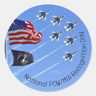 POW MIA Vlag, Amerikaanse vlag & De Dondervogels Ronde Sticker