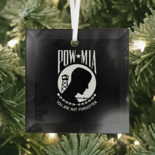 POW MIA-vlag: Vermiste soldaten van de Vietnamoorl Glas Ornament